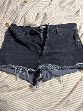 Wrangler Black Frayed Hem Denim Cutoff Shorts